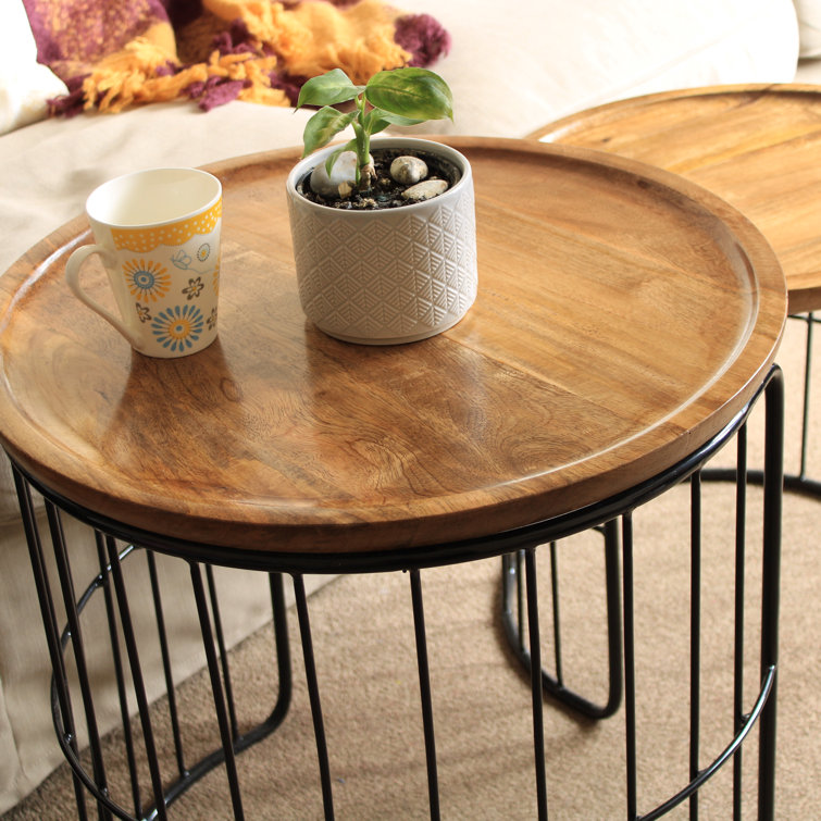 Williston Solid Wood Metal Nest Of Table Wayfair.co.uk